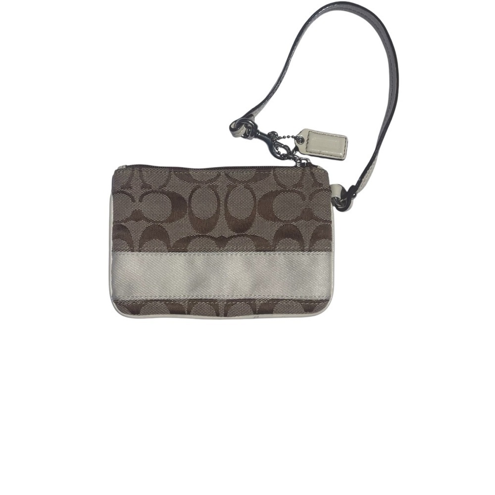 Coach Wristlet Coin Purse Cream and Brown Canvas - Picture 10 of 10
